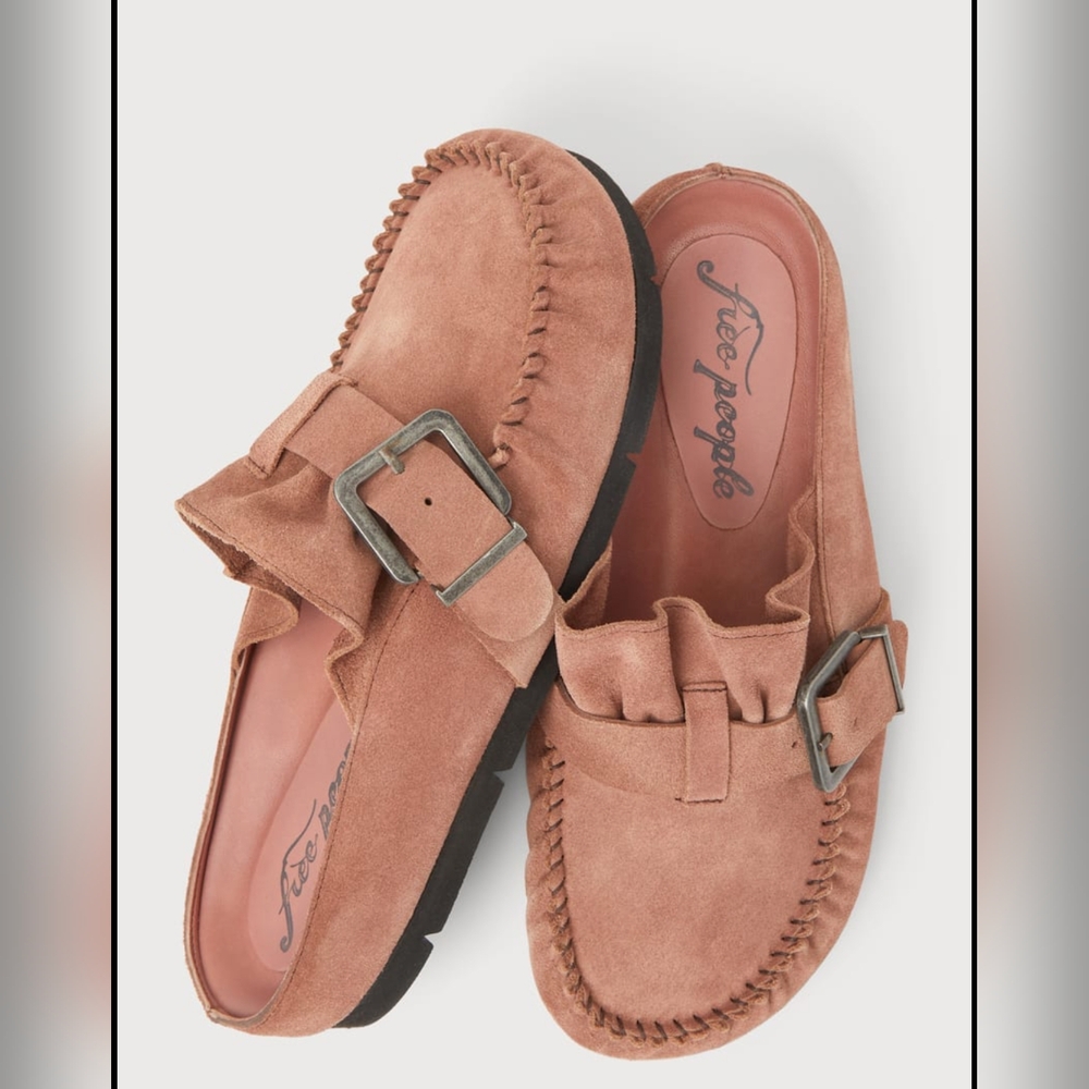 Free People Tan Mules with Buckle